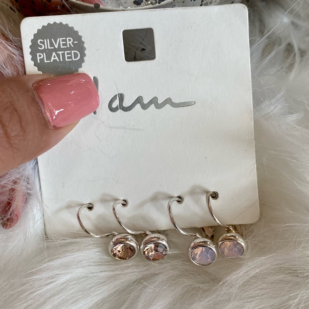 I Am Silver Plated Earrings 2 Sets